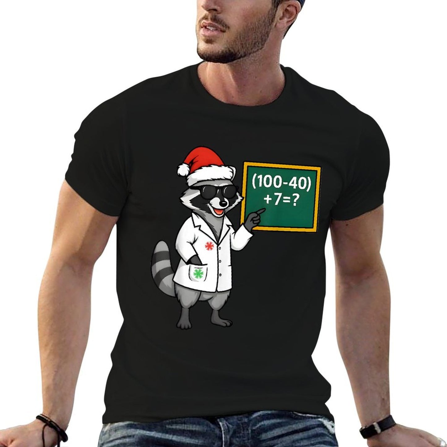 Raccoon Math Teacher 67 Days of School Tee Cute Christmas  Slim-fit Cut T-Shirt