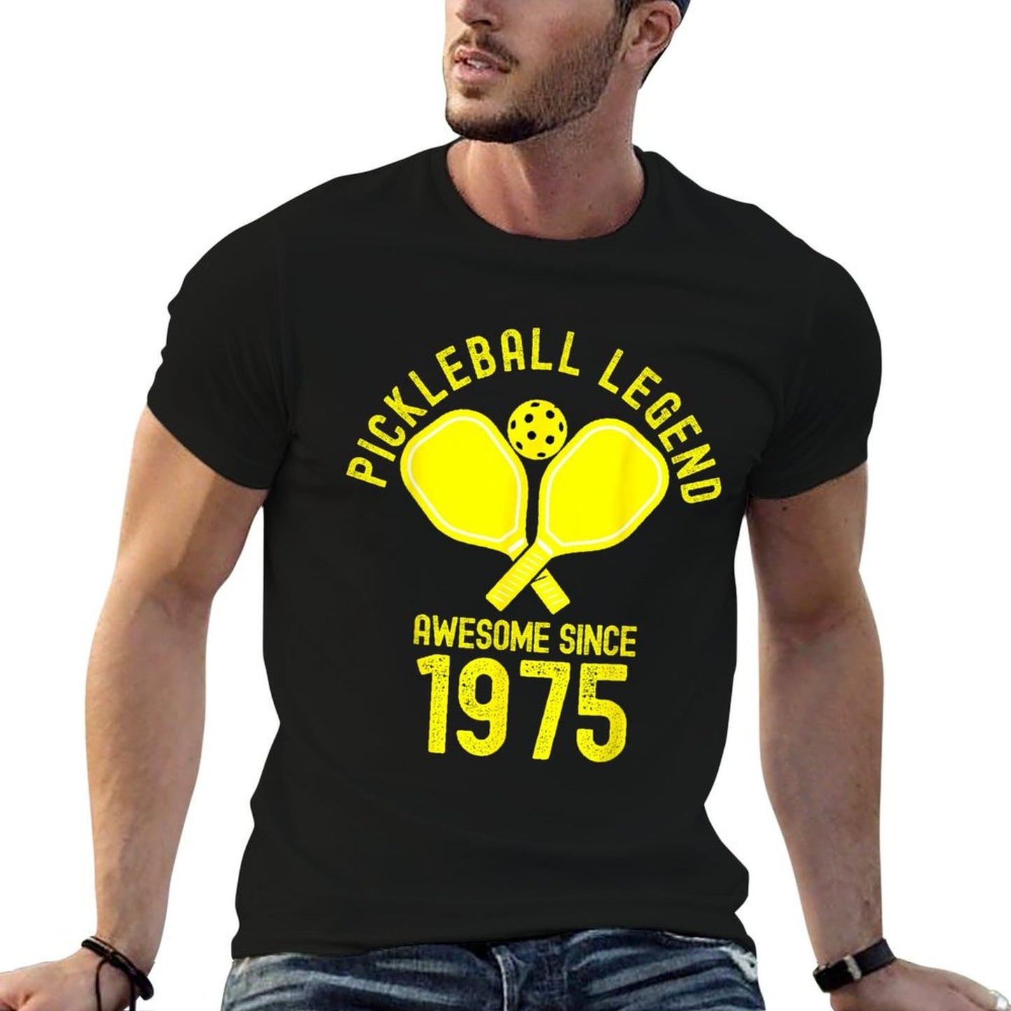 Pickleball Legend Awesome Since 1975 Retro 50th Birthday  Heathered Texture T-Shirt
