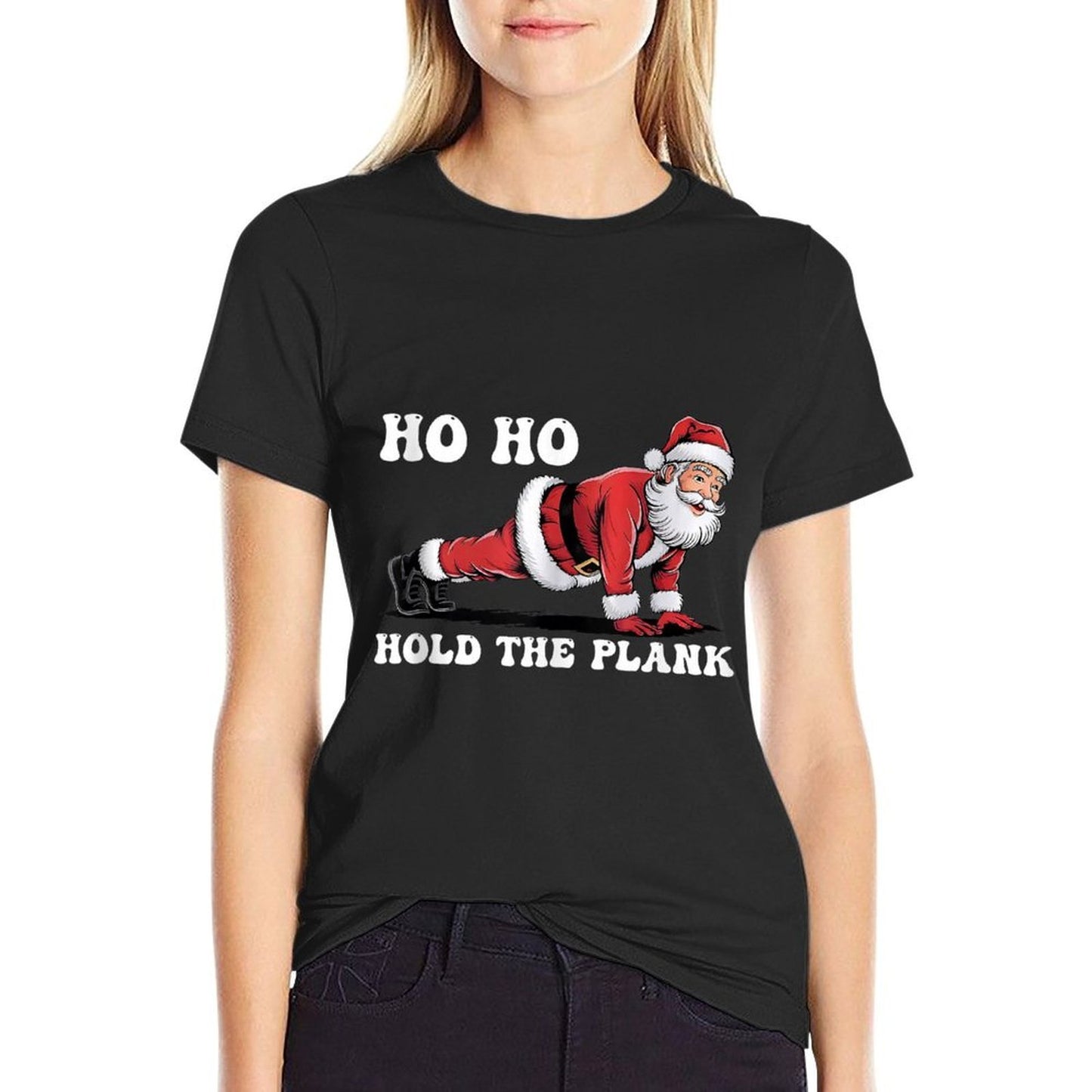 Ho Ho Hold The Plank Santa Workout Funny Christmas Gym  Durable T-Shirt