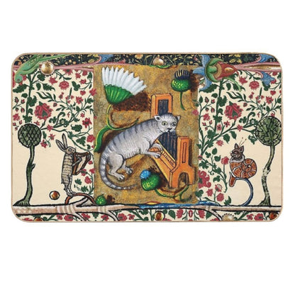 WEIRD MEDIEVAL BESTIARY MAKING MUSIC,Cat Playing Organ,Harpist Rabbit,Snail Cat  Easy To Clean Bath Mat