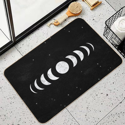 Moon Phase • Black & White  Eco-Friendly Bath Mat