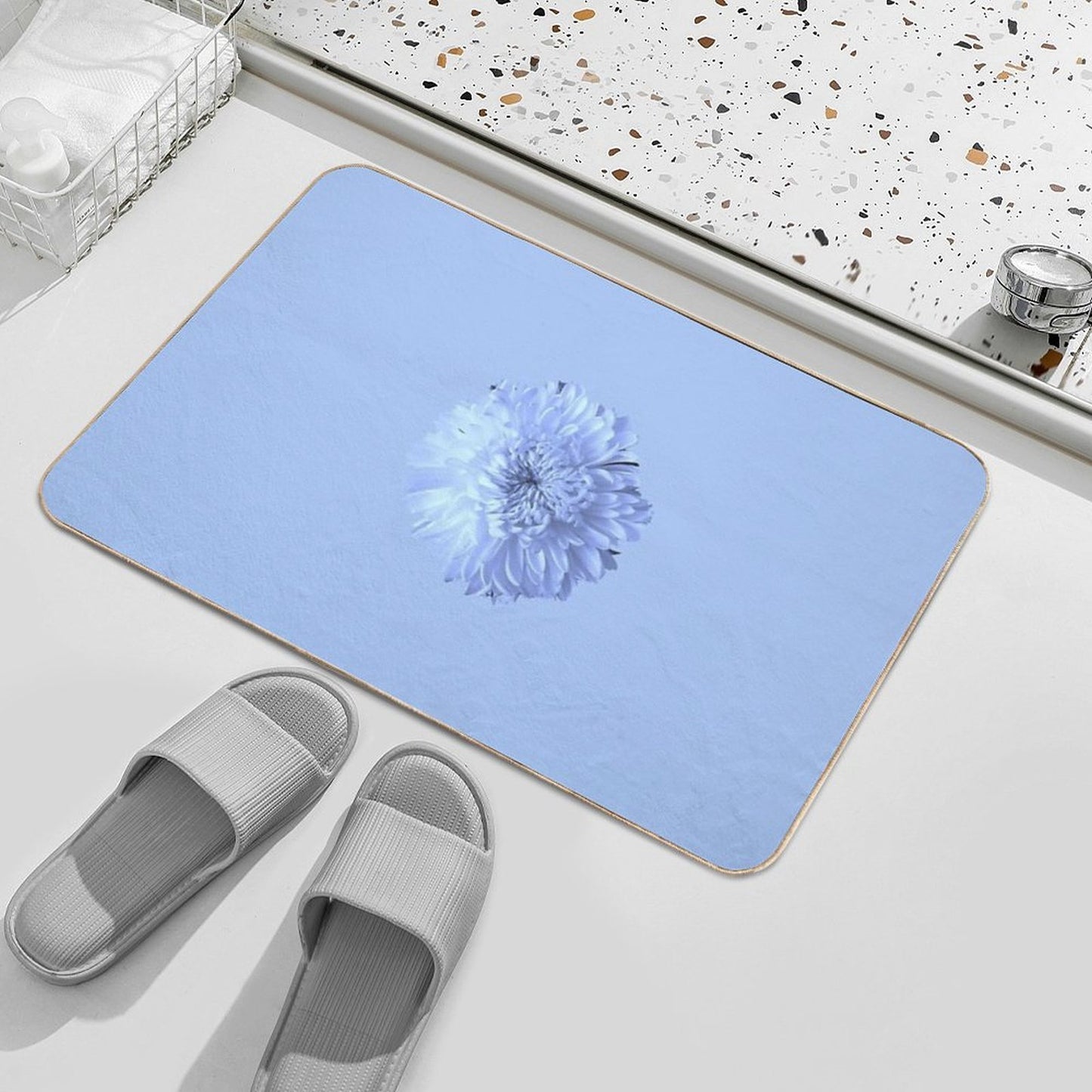 Blue Flower  Multi-Purpose Bath Mat