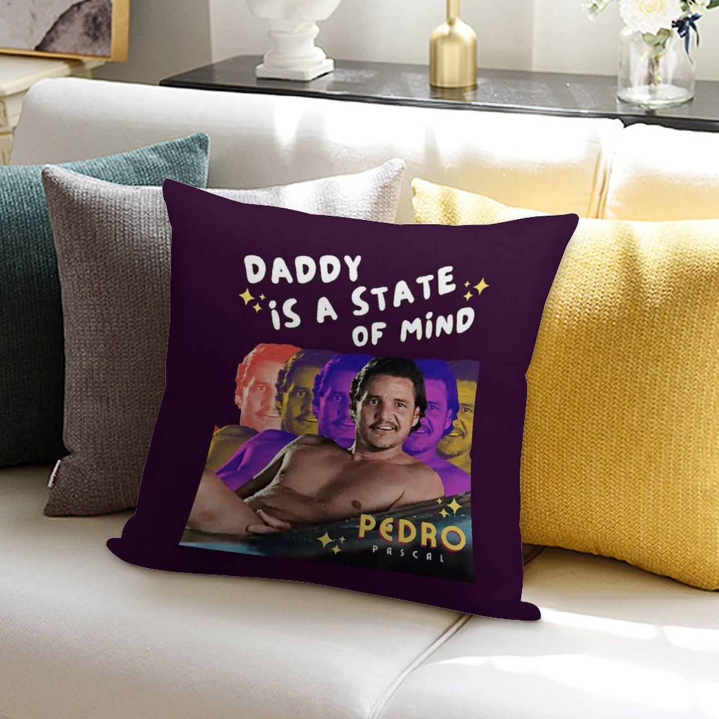 Daddy Is A State of Mind - Pedro Pascal Soft Luxury Feel Throw Pillow