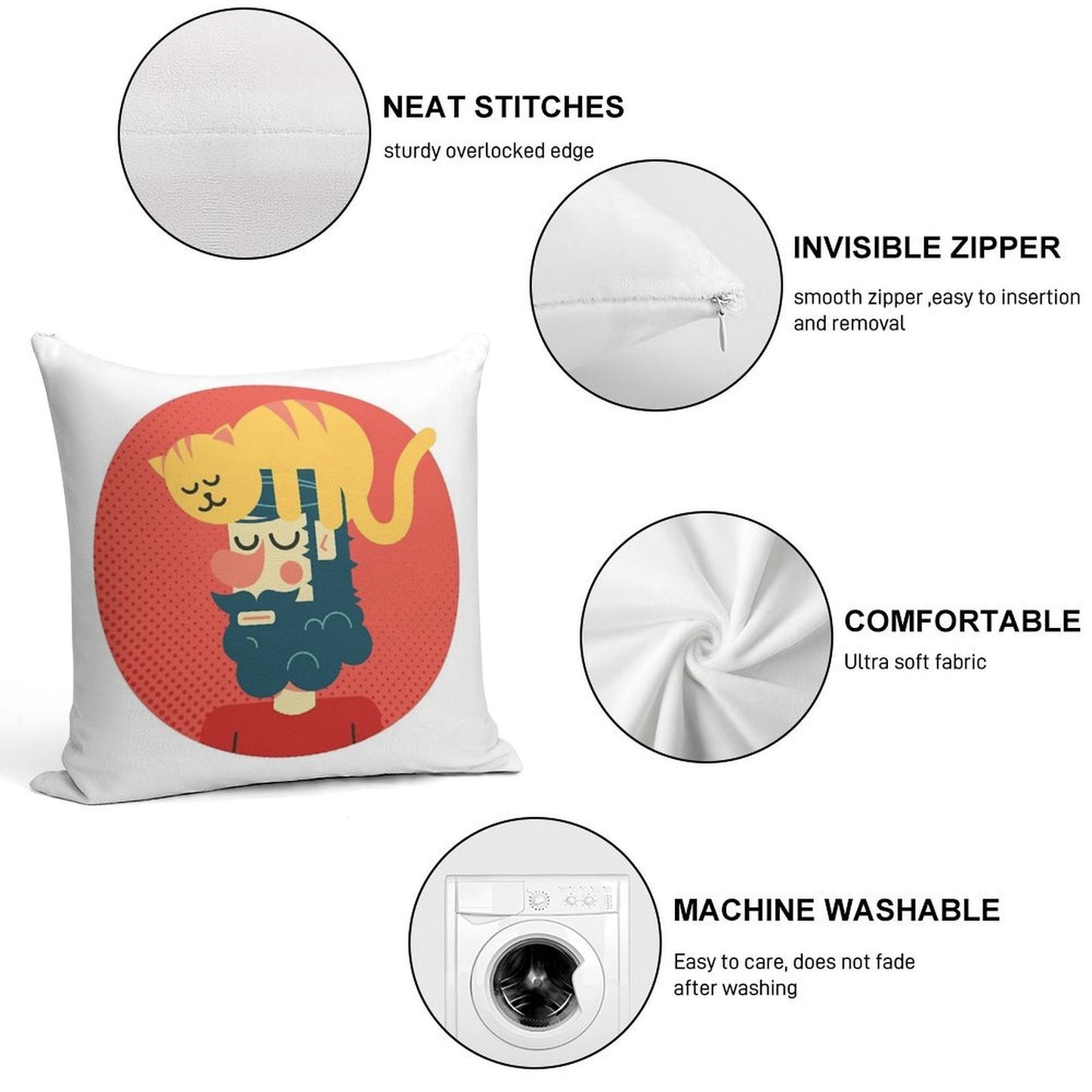 Cats Commands Soft Shrink-Resistant Throw Pillow