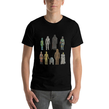 Star Wars Saga Vintage Action Figure Illustrations  Heathered Texture T-Shirt