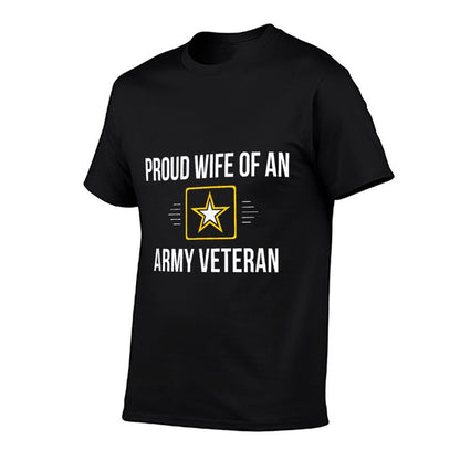 Proud Wife Of An Army Veteran -  Rolled Sleeves T-Shirt
