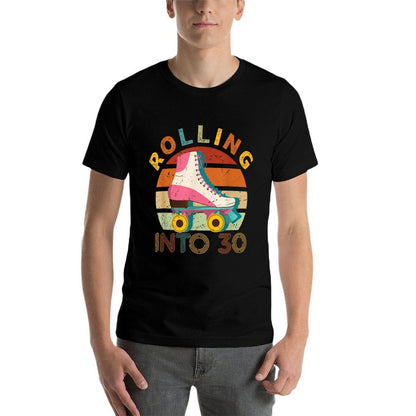 Roller Skates - Rolling Into 30 Years Old Bday 30th Birthday  Heathered Texture T-Shirt