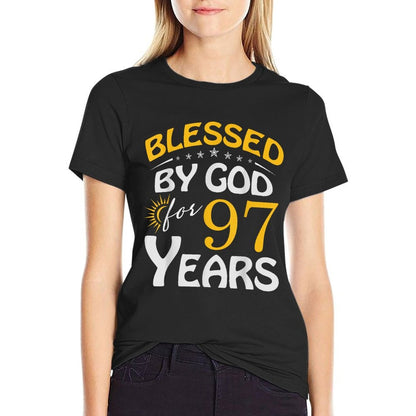 Vintage Blessed by God For 97 Years Old Happy 97th Birthday  Durable T-Shirt
