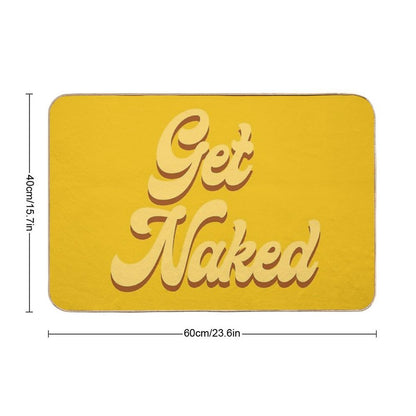 Get Naked - Typography Mustard  Easy To Clean Bath Mat