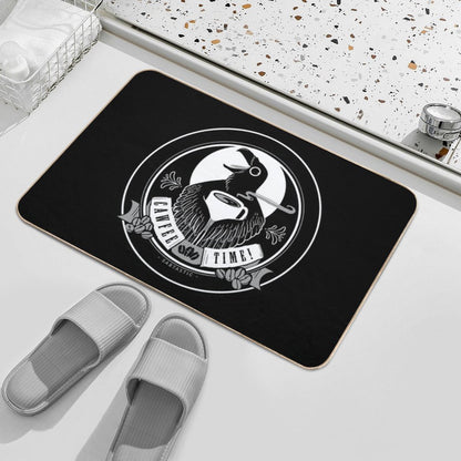 Cawfee Time Crow in White by Sabtastic  Anti-Trip Bath Mat