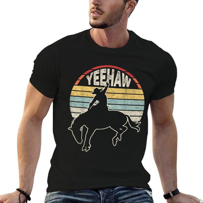 Retro Horse Riding Yeehaw Rodeo Cowboy Western Country  Durable T-Shirt