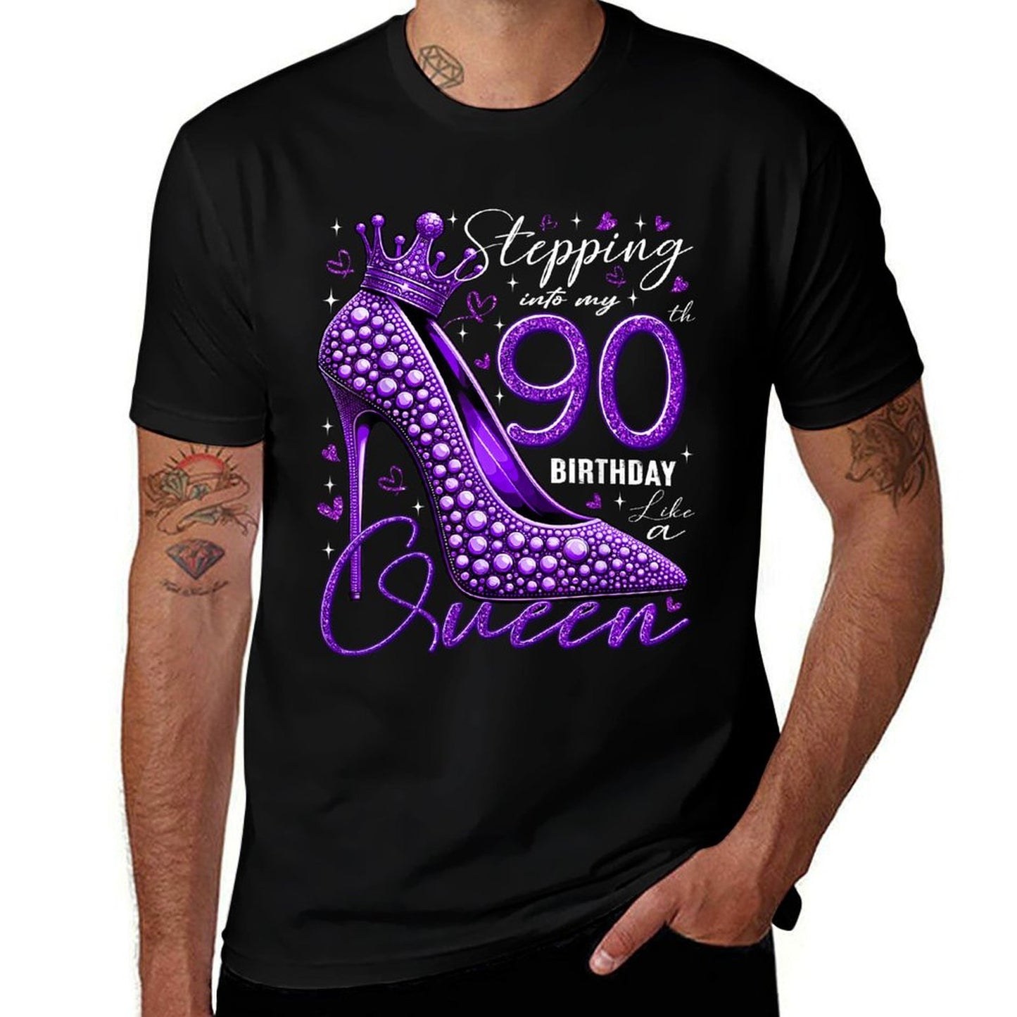 90 Year Old Gifts High Heels Stepping Into My 90th Birthday  Slim-fit Cut T-Shirt