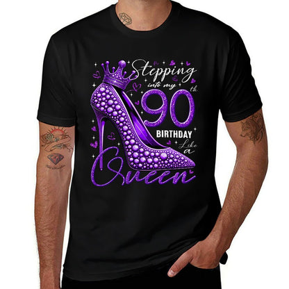 90 Year Old Gifts High Heels Stepping Into My 90th Birthday  Slim-fit Cut T-Shirt