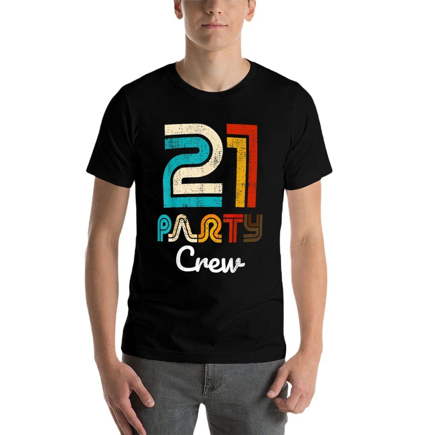 21 Party Crew - 21 Year Old Vintage 2002 21st Birthday Gift  Rolled Sleeves T-Shirt
