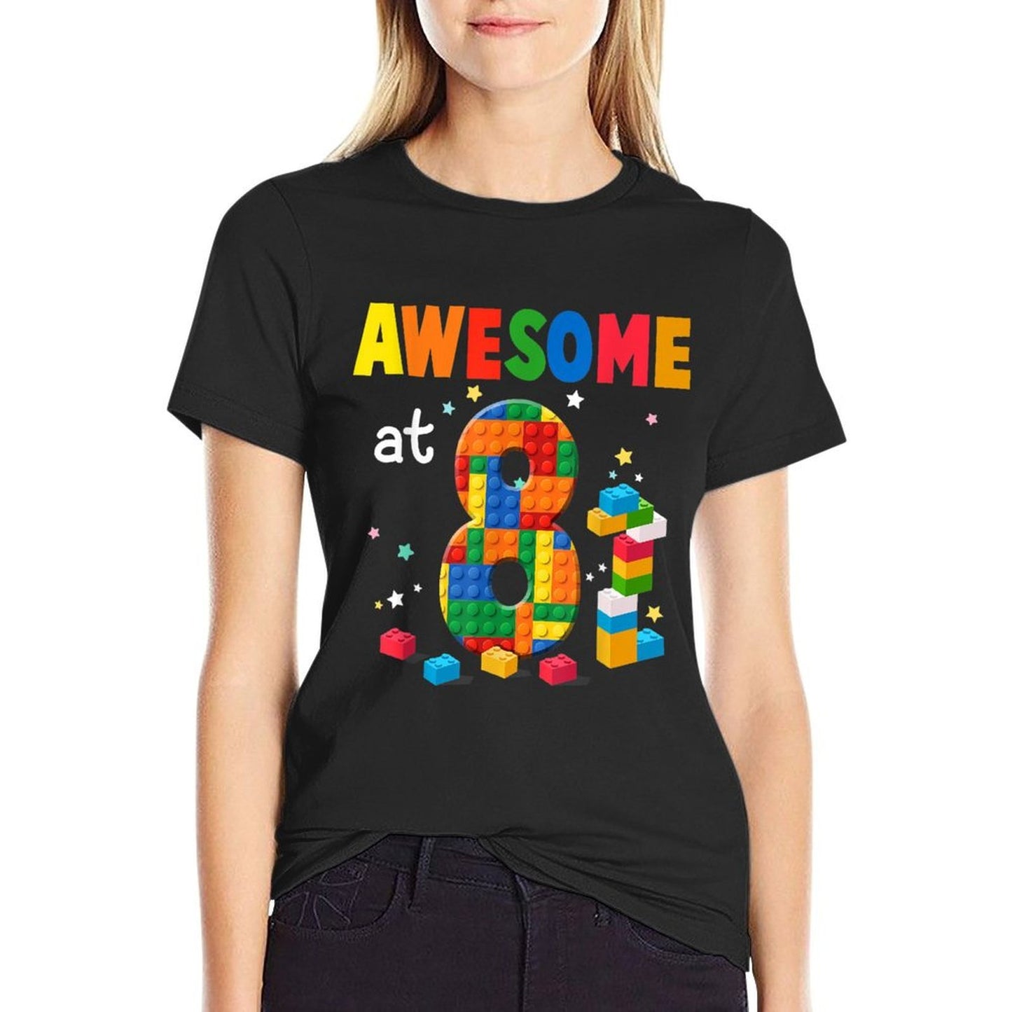 Building Blocks Brick 8th Birthday 8 Year Old Boy Gift  Cotton T-Shirt