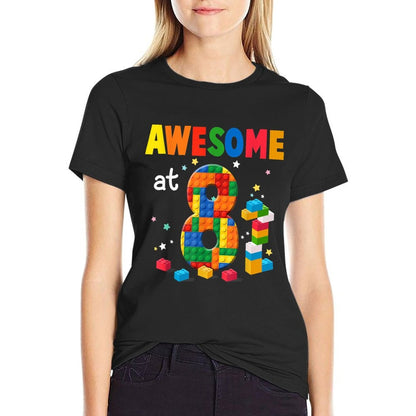 Building Blocks Brick 8th Birthday 8 Year Old Boy Gift  Cotton T-Shirt