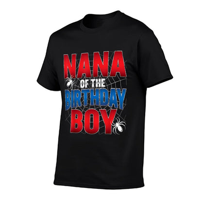 Nana Of The Birthday Boy Costume Spider Web Birthday Party  Rolled Sleeves T-Shirt