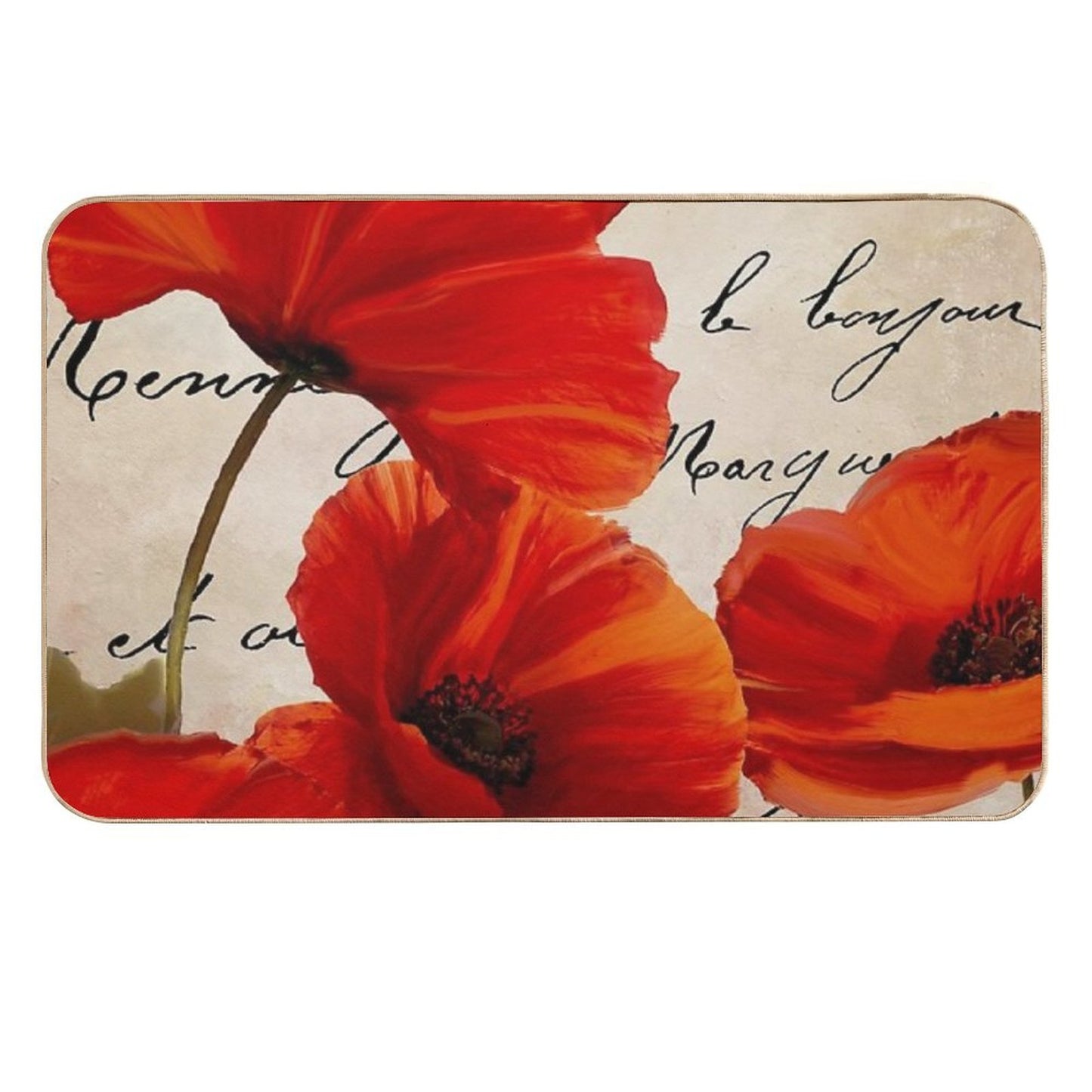 Coquelicots Rouge I  Repositionable Bath Mat