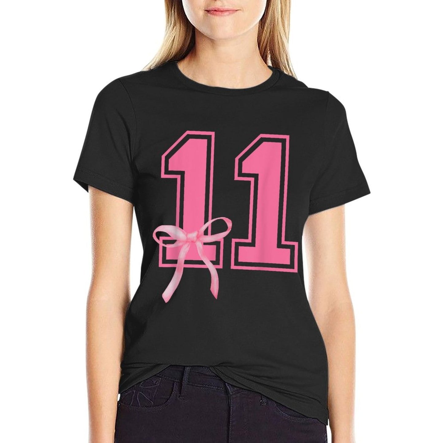 Birthday Party Coquette Bow 11 Year Old 11th Birthday Girl  Lightweight T-Shirt