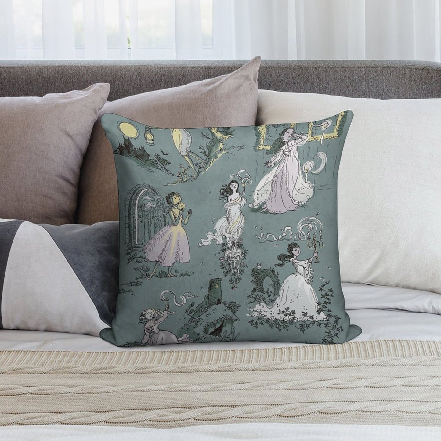 Girls Running From Houses Soft Ultra-Soft Texture Throw Pillow