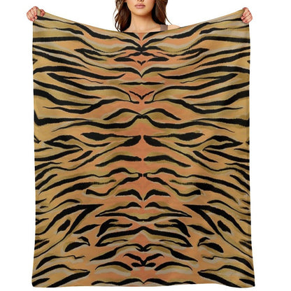 Stylish Black Gold Tiger Animal Print All-season Throw Blanket