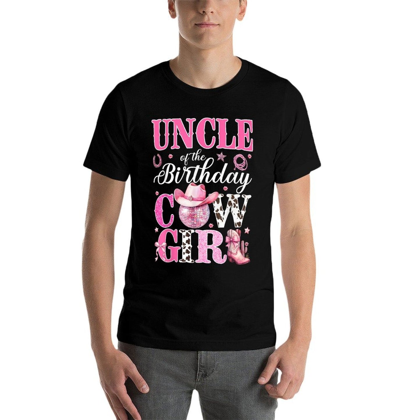 Cute Uncle Of The Birthday CowGirl Rodeo Western Bday Party  Moisture-wicking T-Shirt