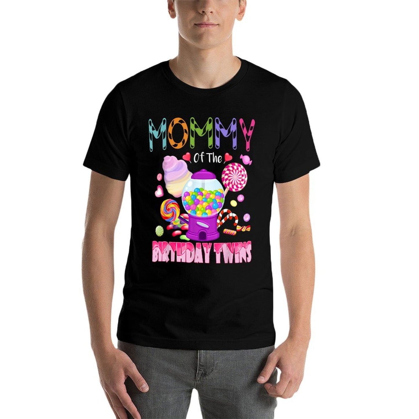 Mommy Of The Birthday Twins Candyland Candy Birthday Party  Fade-proof Color T-Shirt