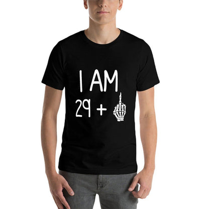 I Am 29 Plus 1 Middle Finger Funny 30th Birthday  Fade-proof Color T-Shirt