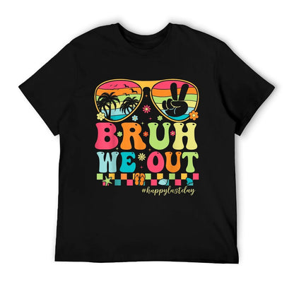 Bruh We Out Teachers Happy Last Day Of School Groovy Heathered Texture T-Shirt