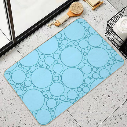 Different Sized Blue Circles for As Water Bubbles Illusion  Fade-Resistant Bath Mat