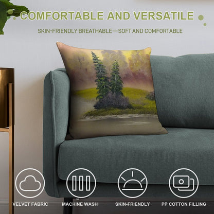 Misty Forest Soft Fade-Resistant Throw Pillow