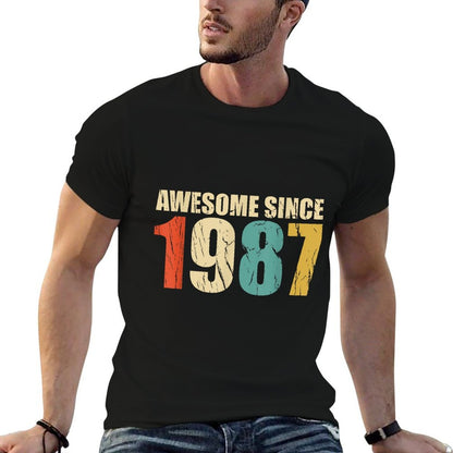 Retro Vintage Style Awesome Since 1987 30th Birthday  Summer-ready Fabric T-Shirt