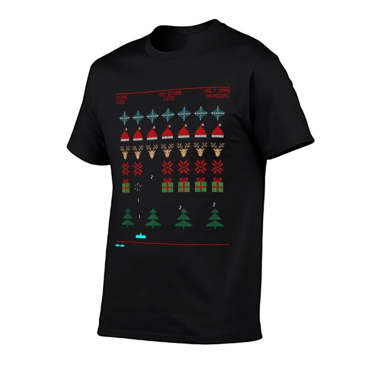 Ugly Xmas Invaders From Space  Polyester Blend T-Shirt