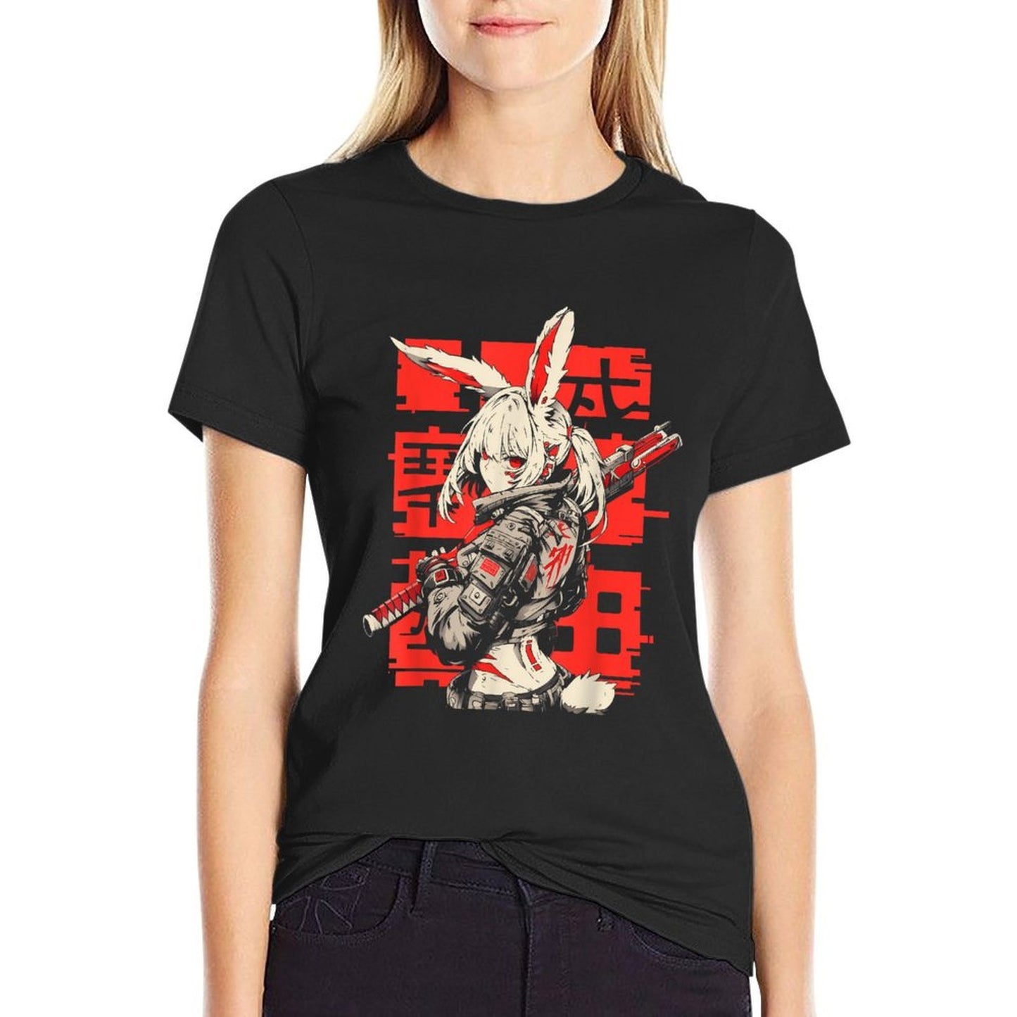 Anime Manga Cyberpunk Aesthetic Techwear Harajuku Bunny Girl  Odor-resistant T-Shirt