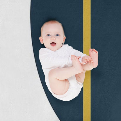 Abstract Geometric Minimalist Navy Blue, Light Mustard Yellow, And White Travel-friendly Throw Blanket