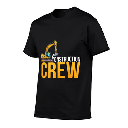 Mens Boys Construction Crew Construction Birthday Party  Rolled Sleeves T-Shirt