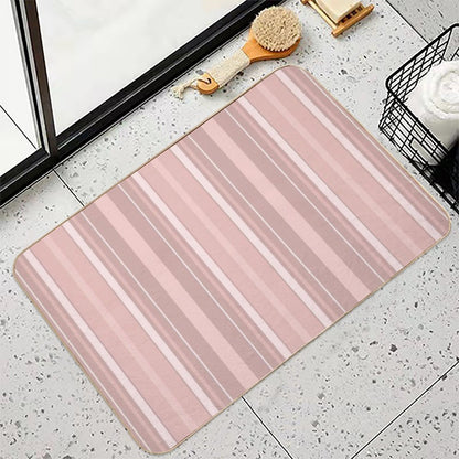 Rose Gold Slimming Effect Vertical Balanced Stripes Durable Bath Mat