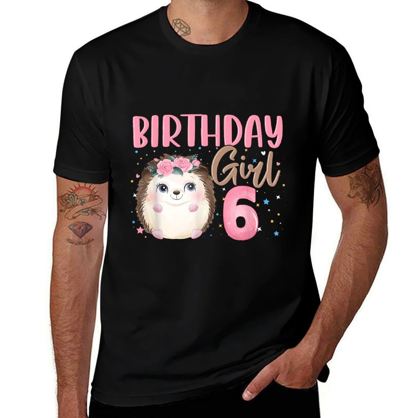 Floral Hedgehog 6th Birthday 6 Yrs Old Toddler Girl  Soft T-Shirt