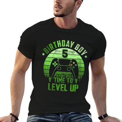 Kids 5th Birthday Boy Time to Level Up 5 Years Old Boys  Versatile T-Shirt