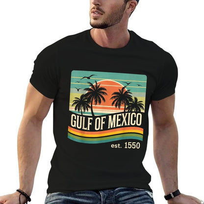 Gulf Of Mexico Est 1550 Beach Palms Vintage  Heathered Texture T-Shirt