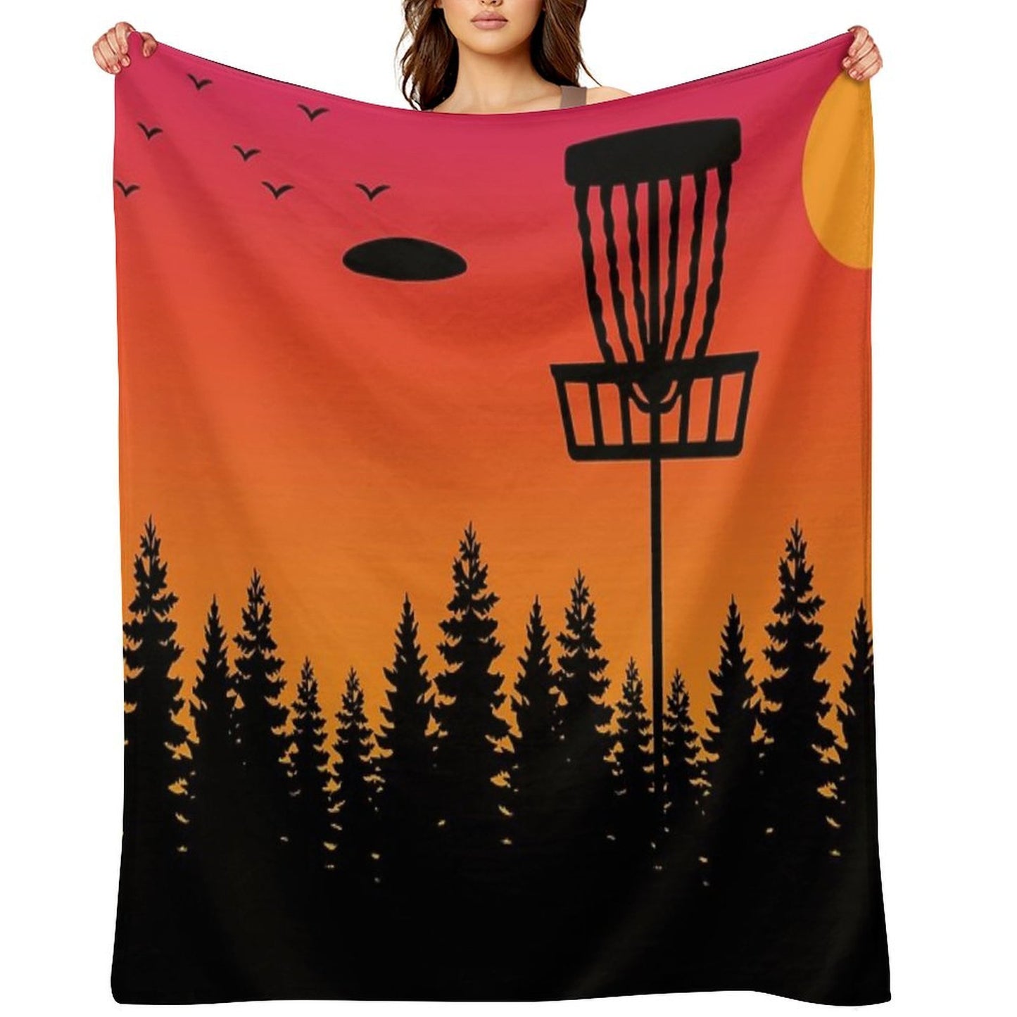 Distressed Disc Golf Frolf Frisbee Player Retro Vintage 70s Travel-friendly Throw Blanket