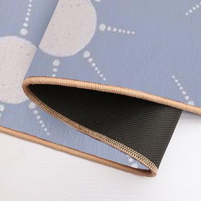 Pretty Polka Dots Sun Pattern Boho Aesthetic In Muted Colors Pigeon Blue  Long-Lasting Bath Mat