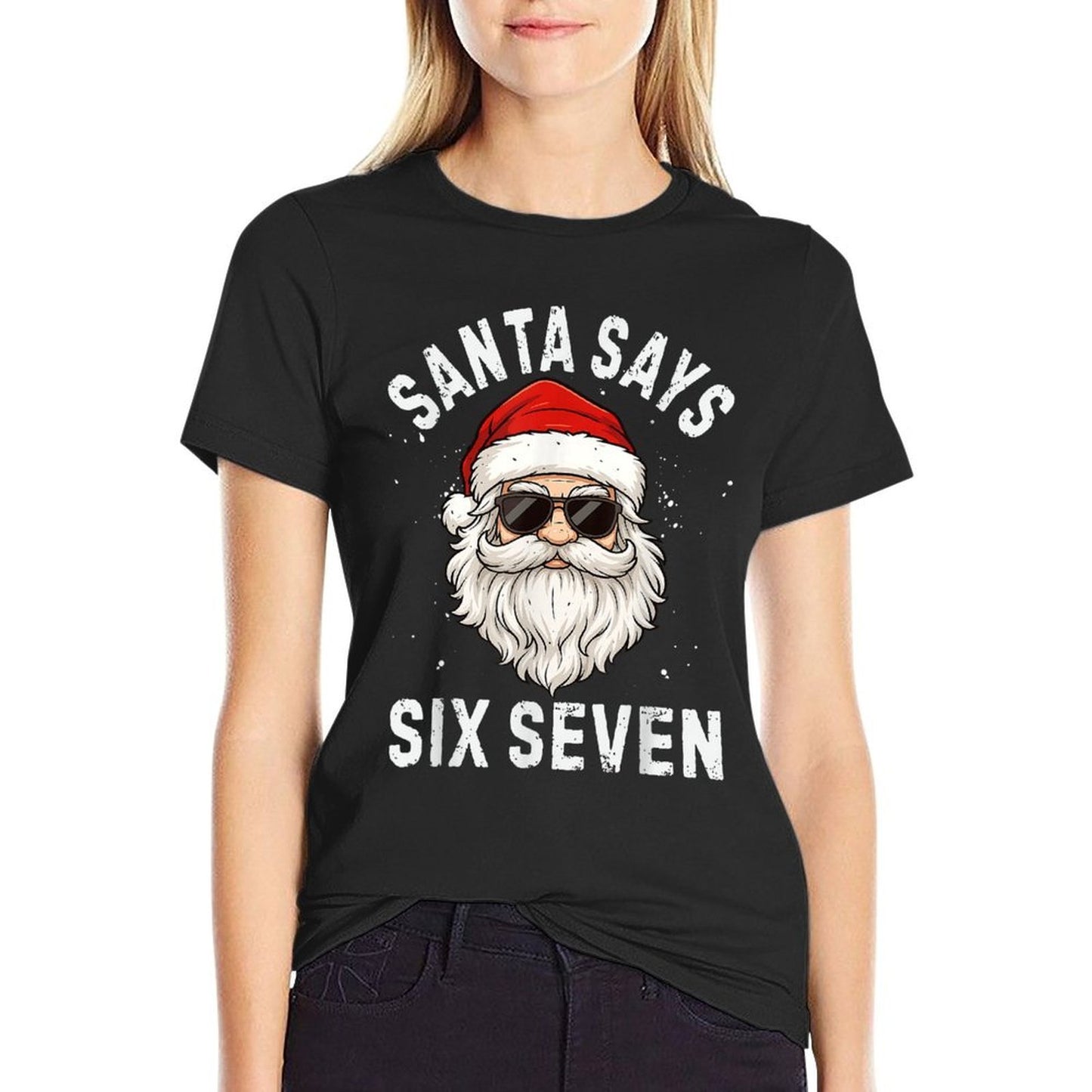 Santa Says Six Seven Meme Xmas 6 7 Christmas Boys Girls  Vintage-inspired T-Shirt