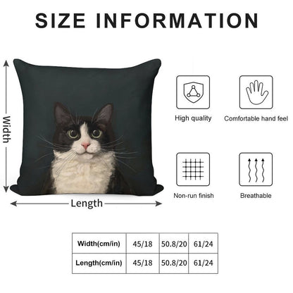 Tuxedo Cat Portrait Soft Ultra-Soft Texture Throw Pillow