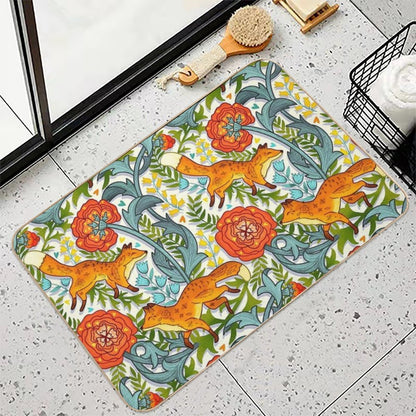 Art Nouveau Foxes  Non-Slip Bath Mat