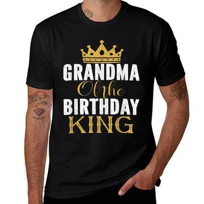 Grandma Of The Birthday King Boys Bday Party Gift For Him  Heathered Texture T-Shirt