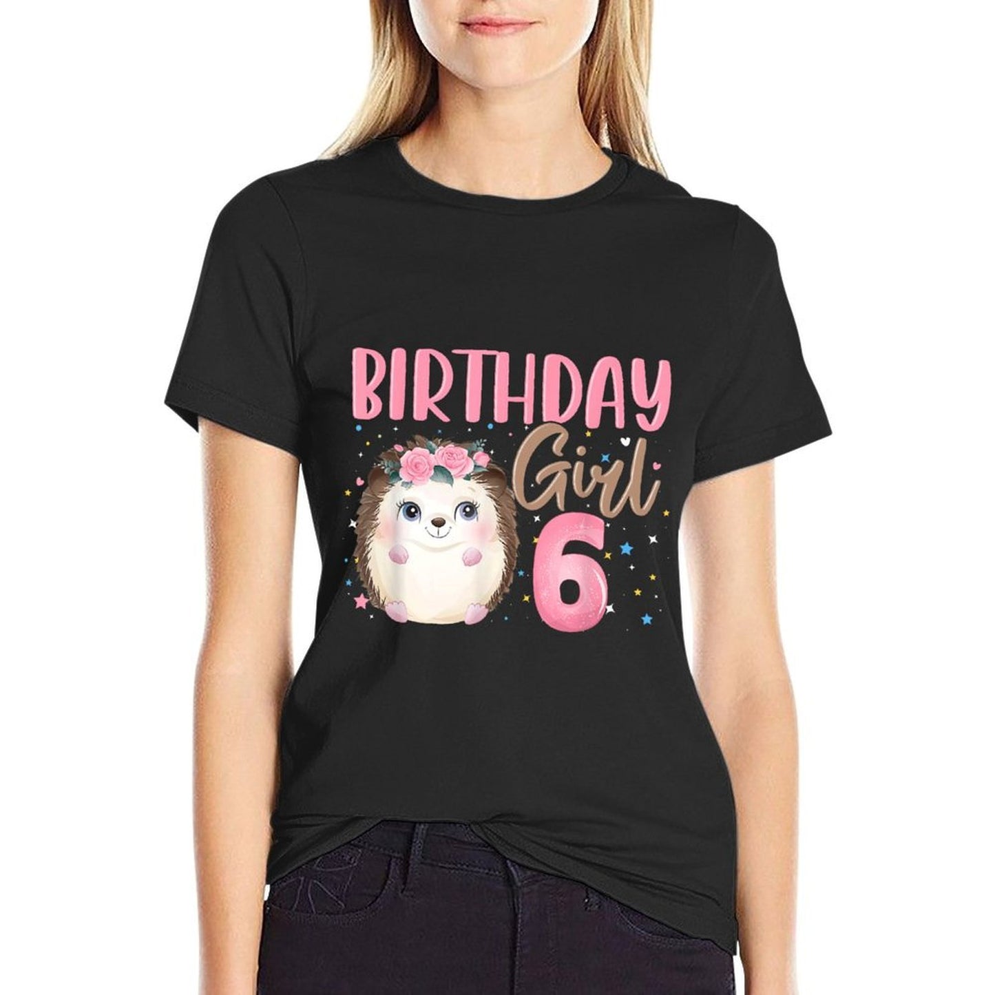 Floral Hedgehog 6th Birthday 6 Yrs Old Toddler Girl  Soft T-Shirt