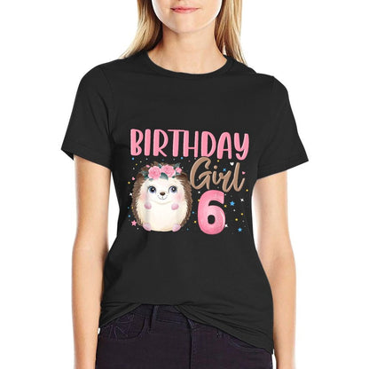 Floral Hedgehog 6th Birthday 6 Yrs Old Toddler Girl  Soft T-Shirt