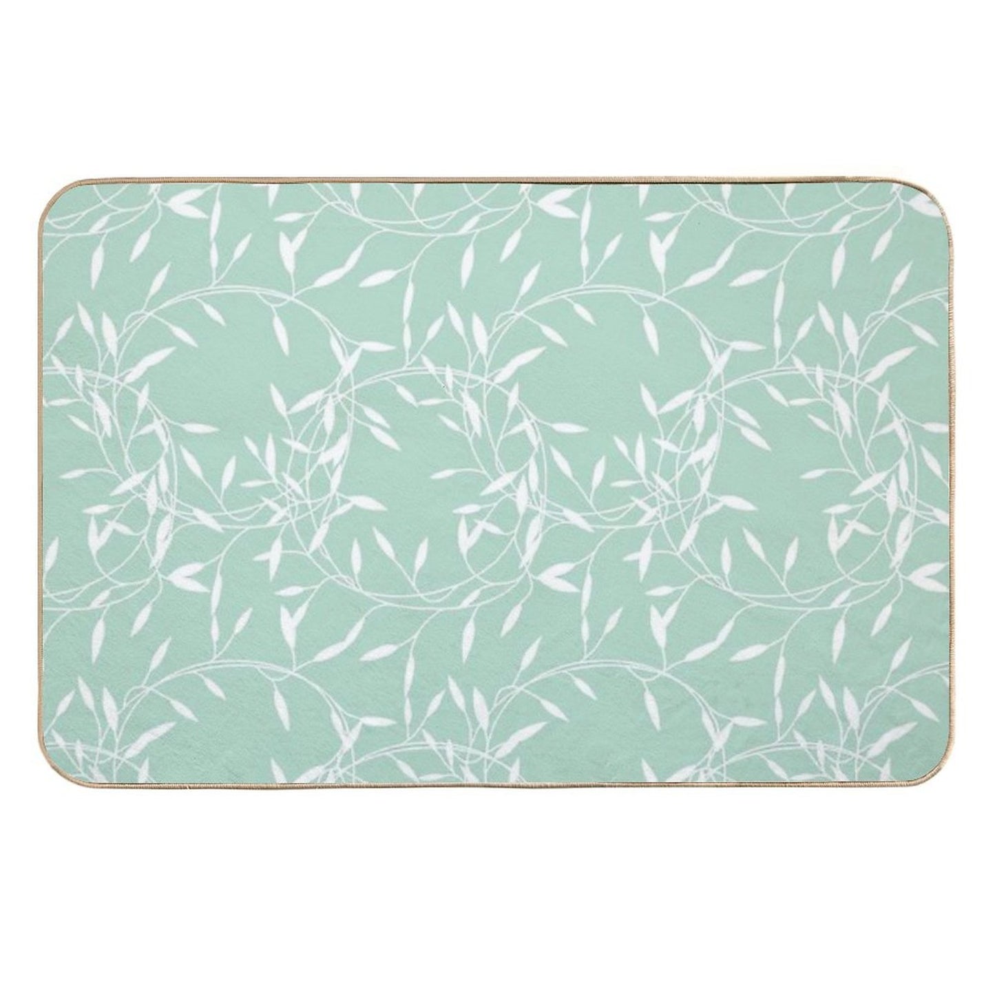 Organic Pattern - Pastel Green Background with White Details  Multi-Purpose Bath Mat