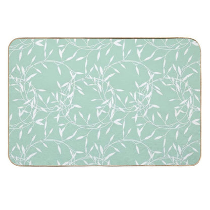Organic Pattern - Pastel Green Background with White Details  Multi-Purpose Bath Mat